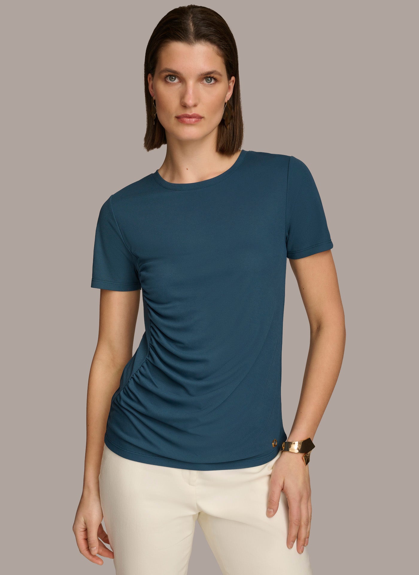 (image for) EXCELLENT PERFORMANCE CREW NECK RUCHED TEE